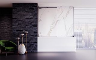 Шторка на ванну Veconi Palau PL-85GR, 900x1500, брашированный графит, стекло прозрачное